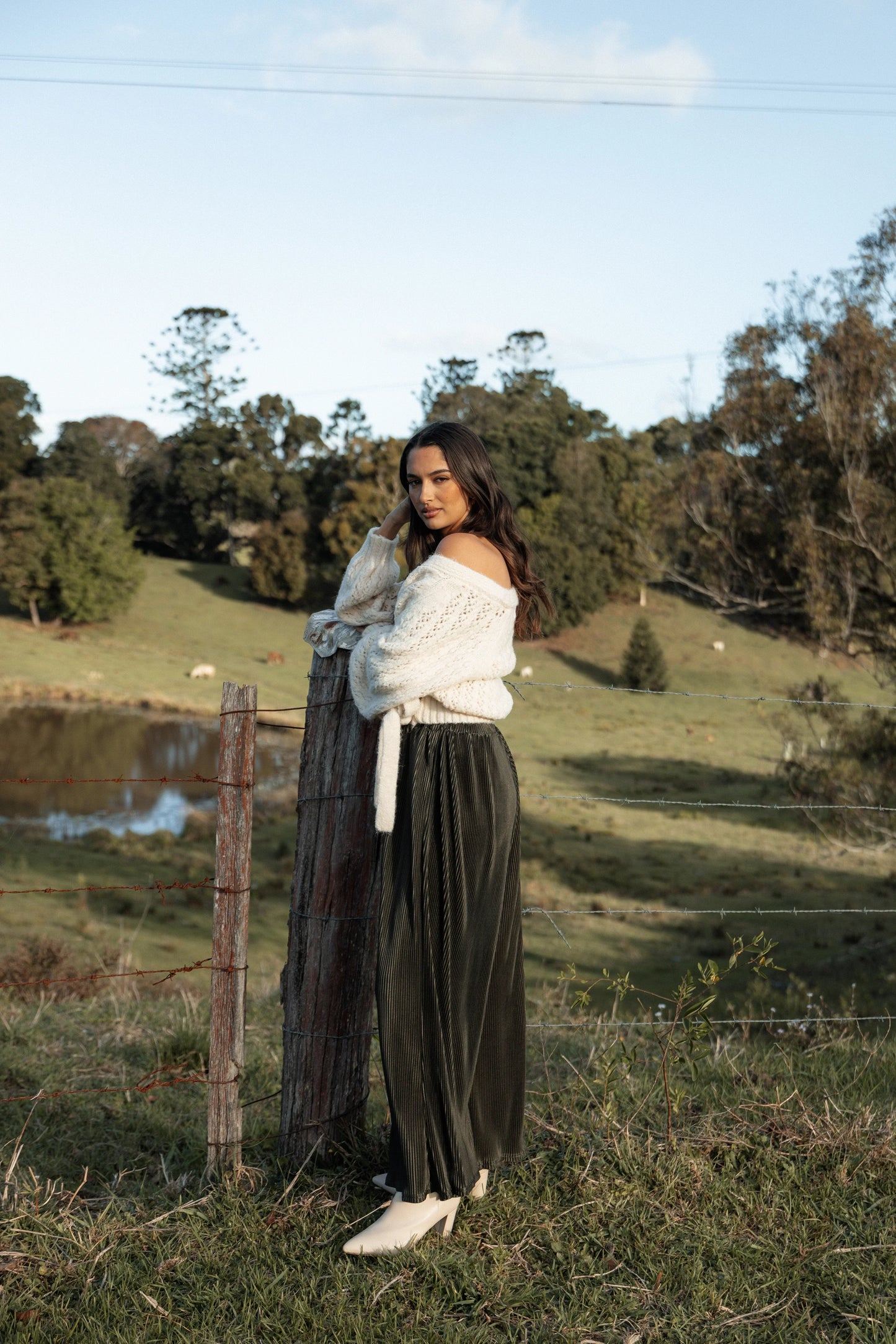 Etta Ballet Wrap Knit Sweater Cream