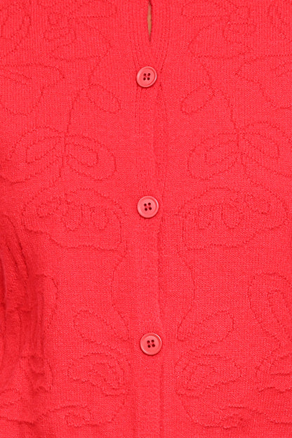 Fauna Tonal Floral Cardigan Red