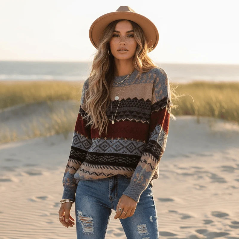 Boho Inspired Knit Pullover Sweater