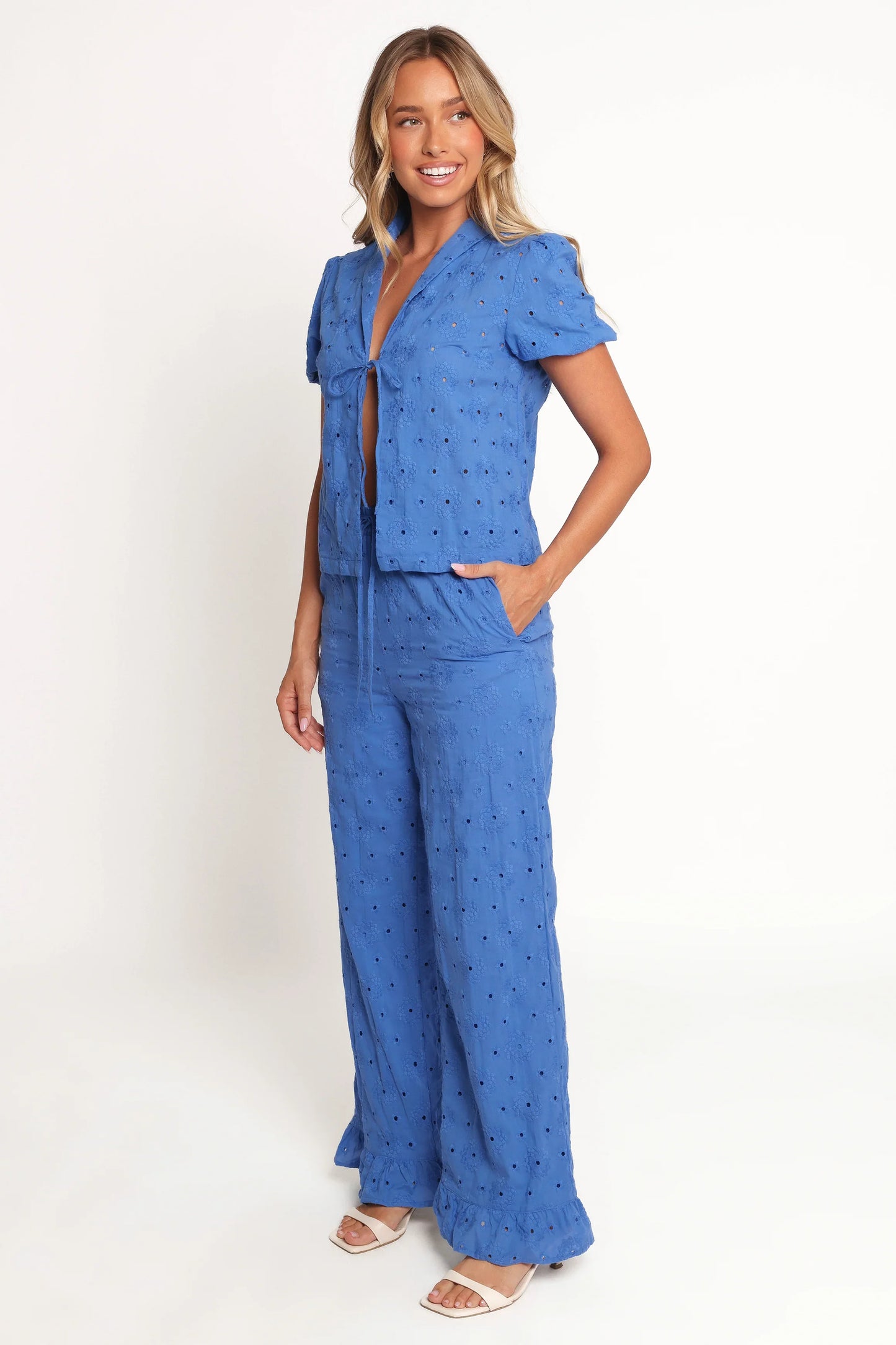 Katya Embroidered Pants Cobalt