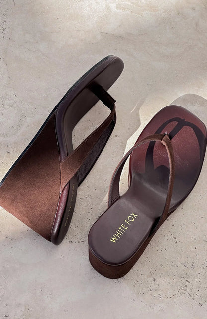 Grace Wedge Chocolate Faux Suede