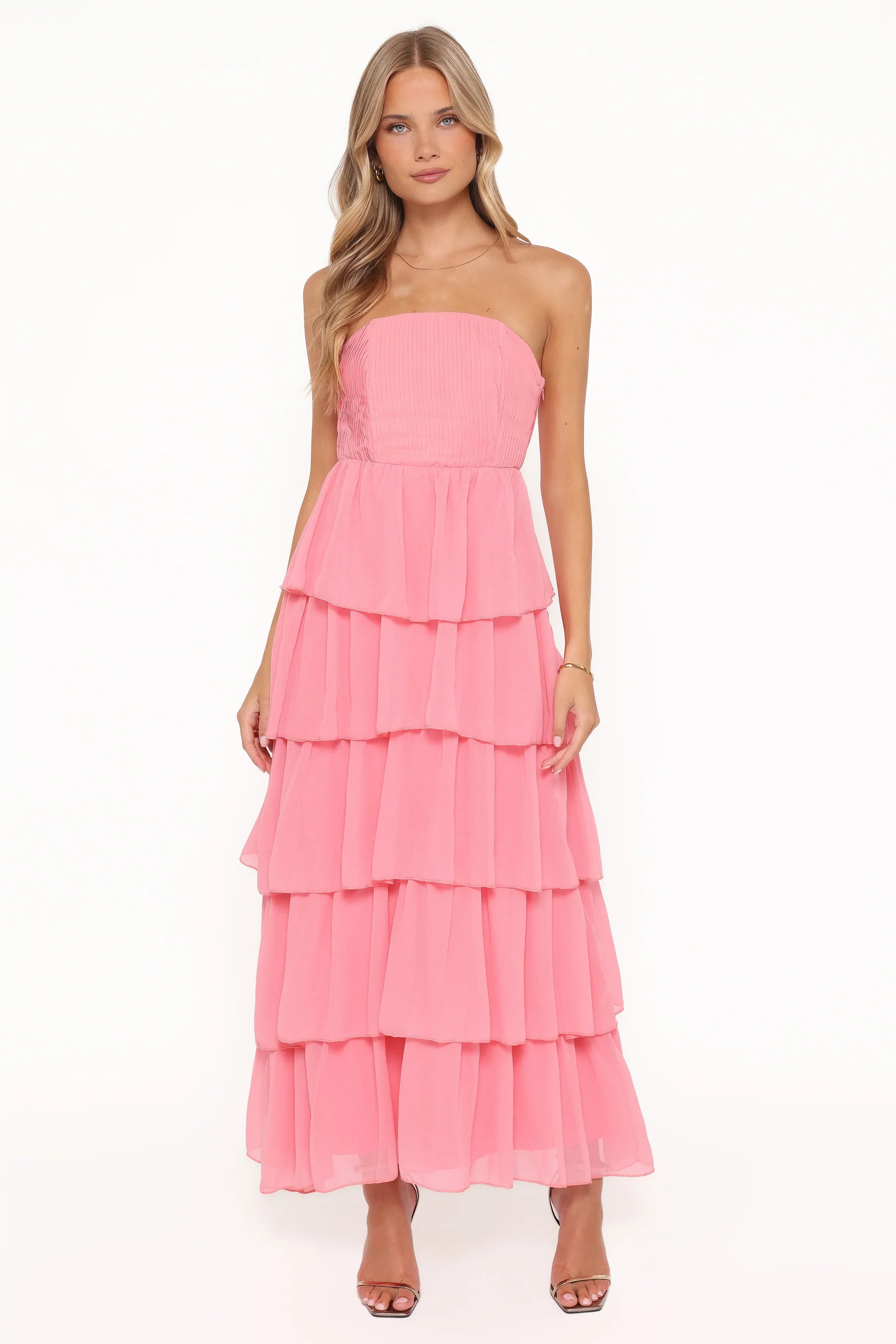 Peachester Strapless Maxi Dress Coral