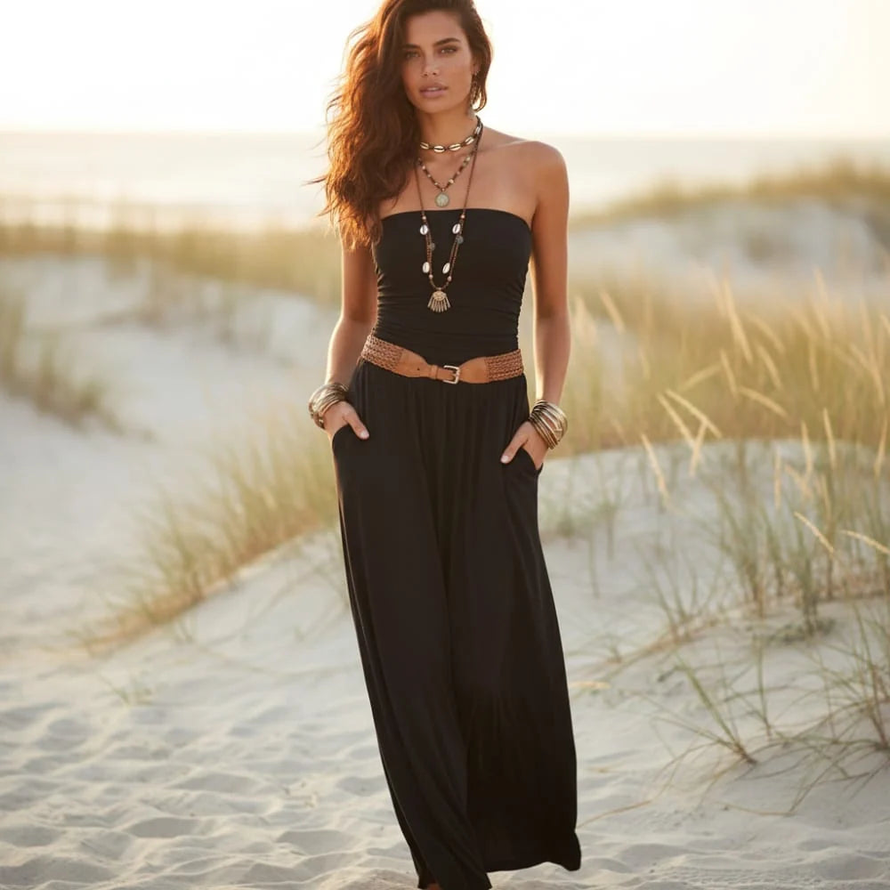 Bandeau Strapless Boho Maxi Dress