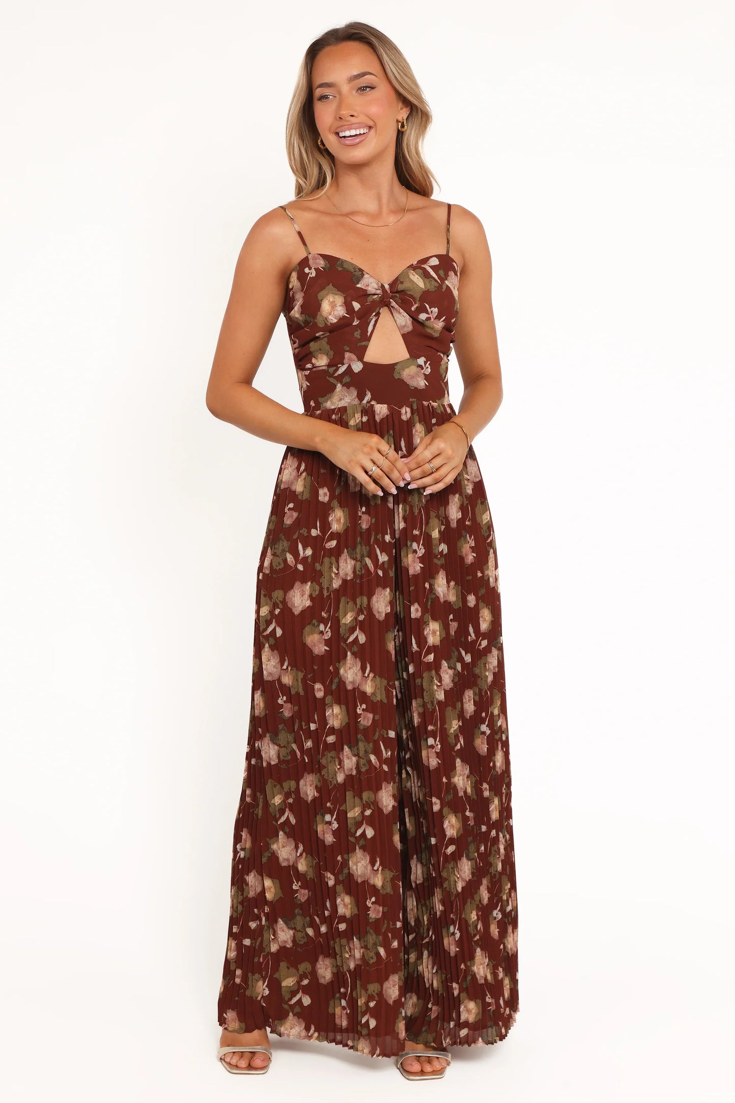 Alice Wide Leg Jumpsuit Brown Floral