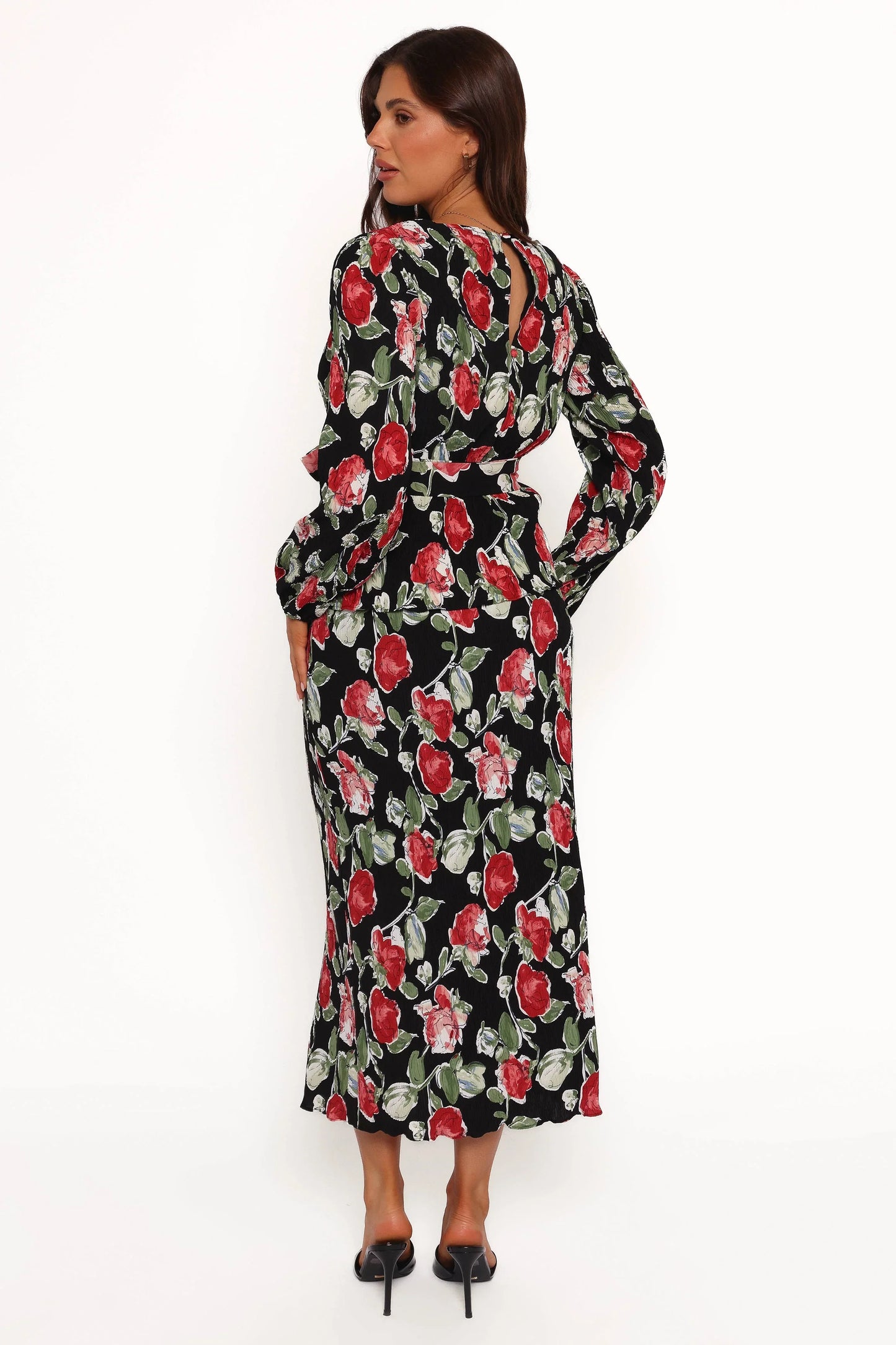 Minelli Pleat Midi Skirt Black Rose