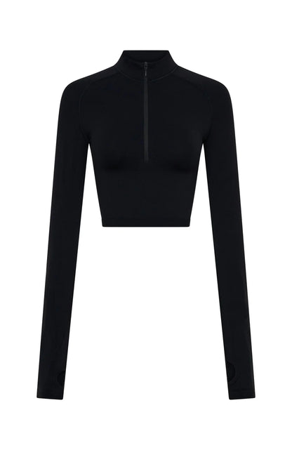 Stride Seamless Zip Long Sleeve Black