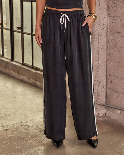 Move It Babe Cupro Drawstring Waist Wide Leg Pants