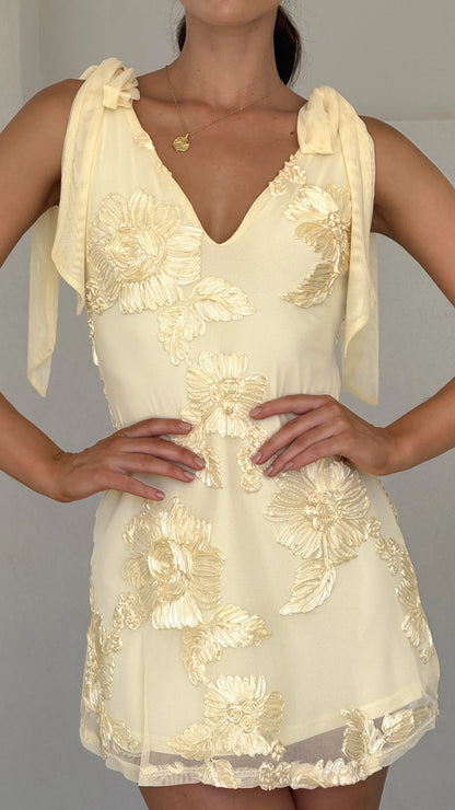 Usha Tie Strap Mini Dress Yellow