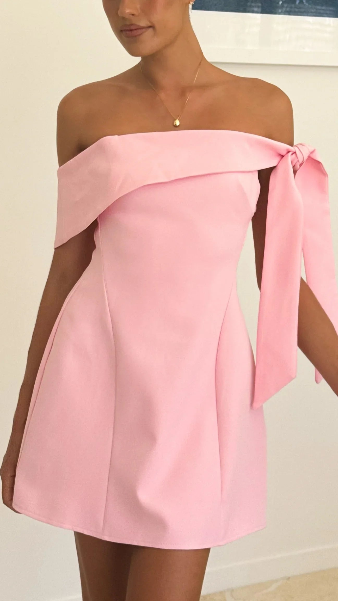 Halen Off Shoulder Mini Dress Pink