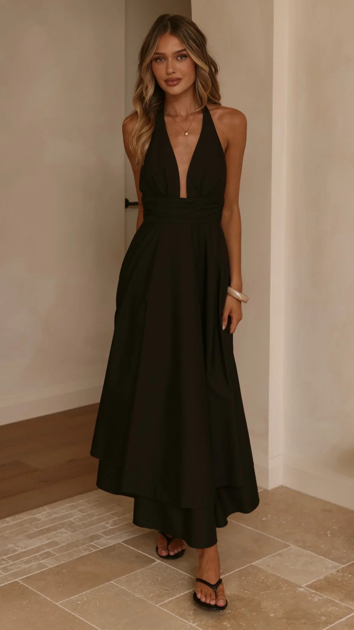 Kathy Halter Neck Maxi Dress Black