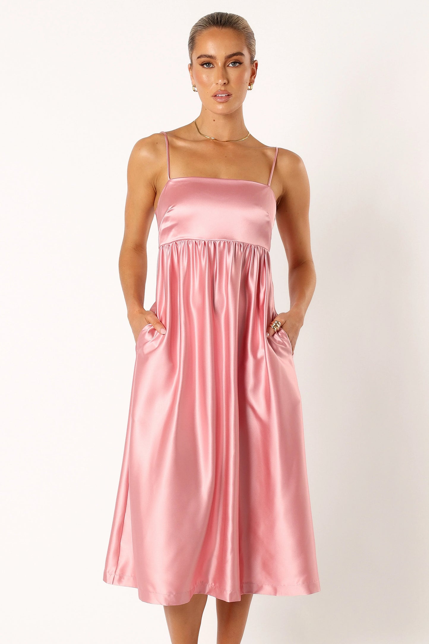 Teagan Bow Back Midi Dress Soft Pink