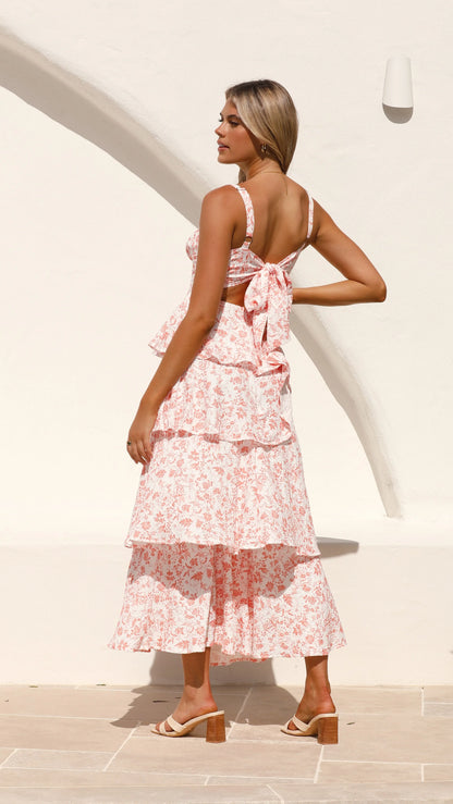 Page Maxi Dress Peach Floral