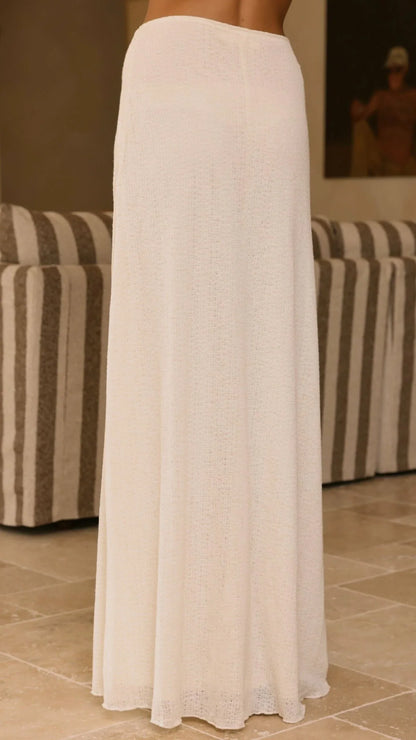 Bayley Knit Top and Skirt Set Cream