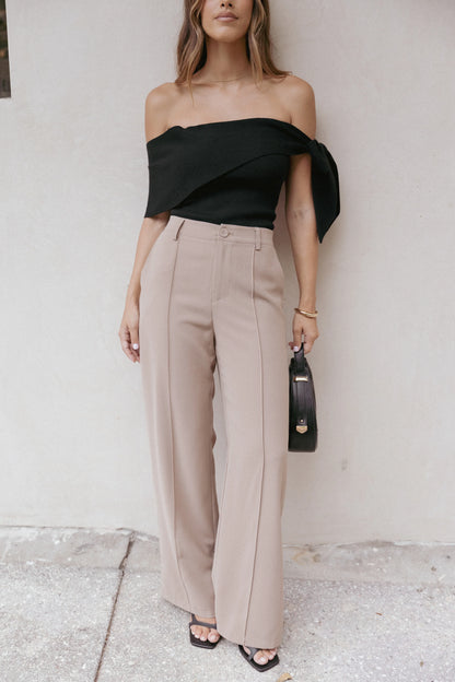 Charama Off Shoulder Knit Top Black