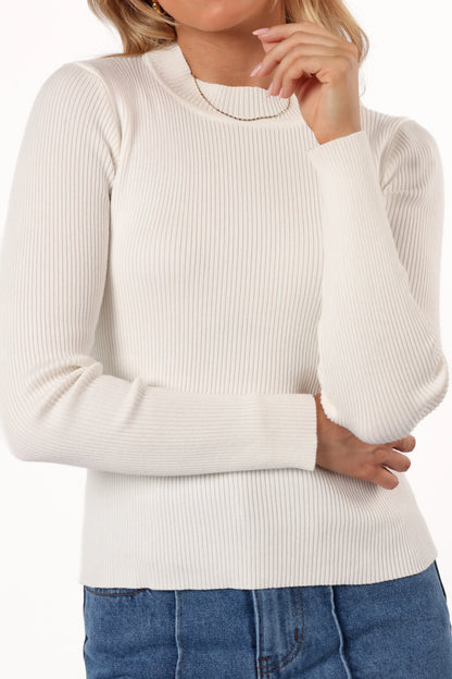 Tammy Ribbed Knit Top White