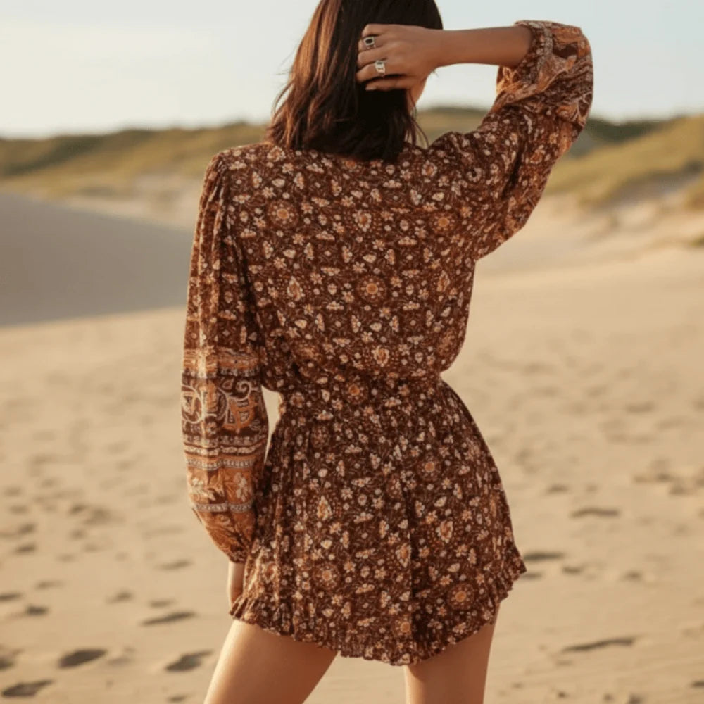 Boho Floral Mini Romper