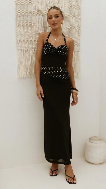 Nelly Maxi Dress Black White Polka