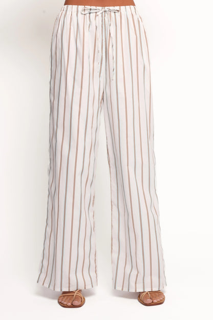Ember Cotton Pants Blue Brown Stripe