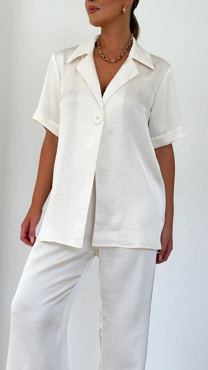 Imogen Button Pants Cream