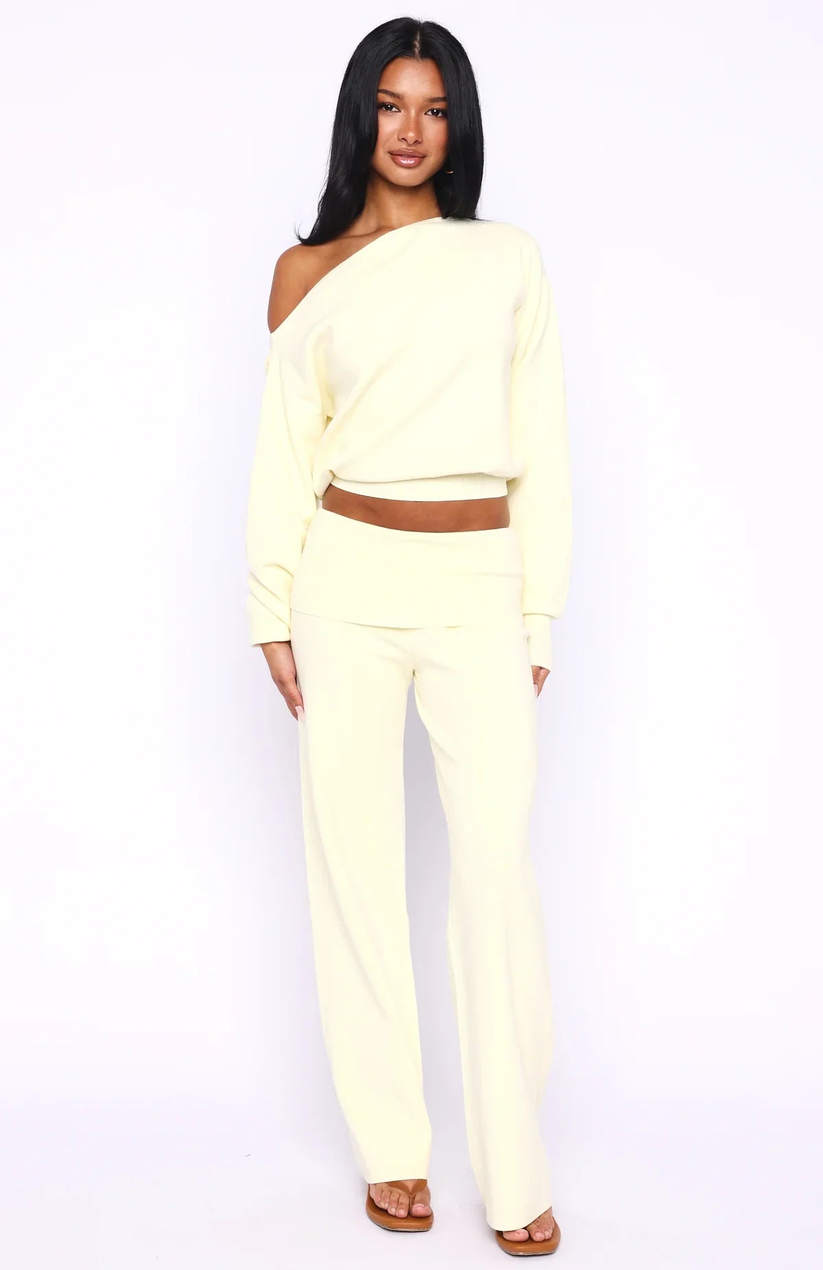 Cant Find The Words Knit Pants Lemon