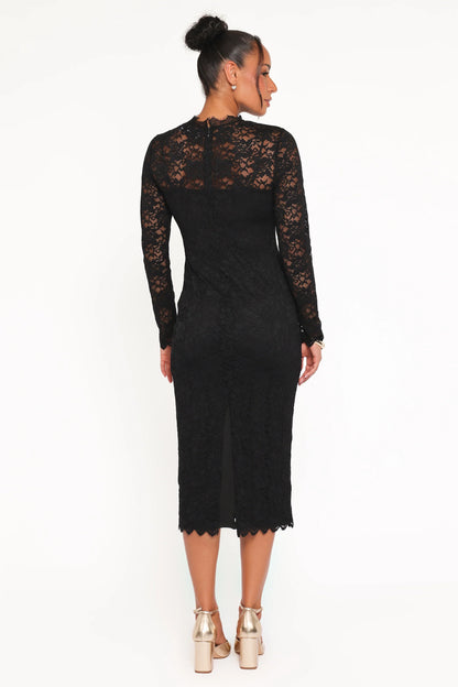 Davina Long Sleeve Midi Dress Black