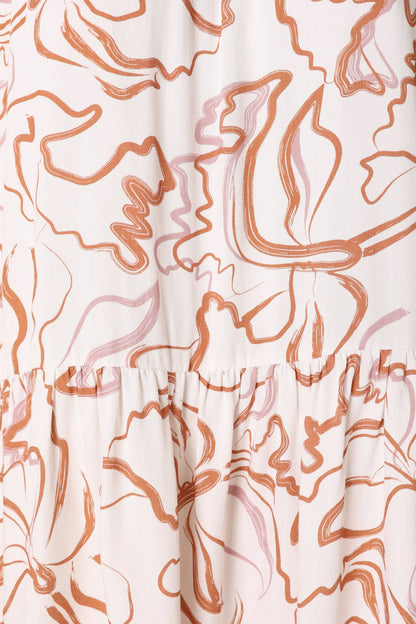 Solaris Mini Dress Tan White