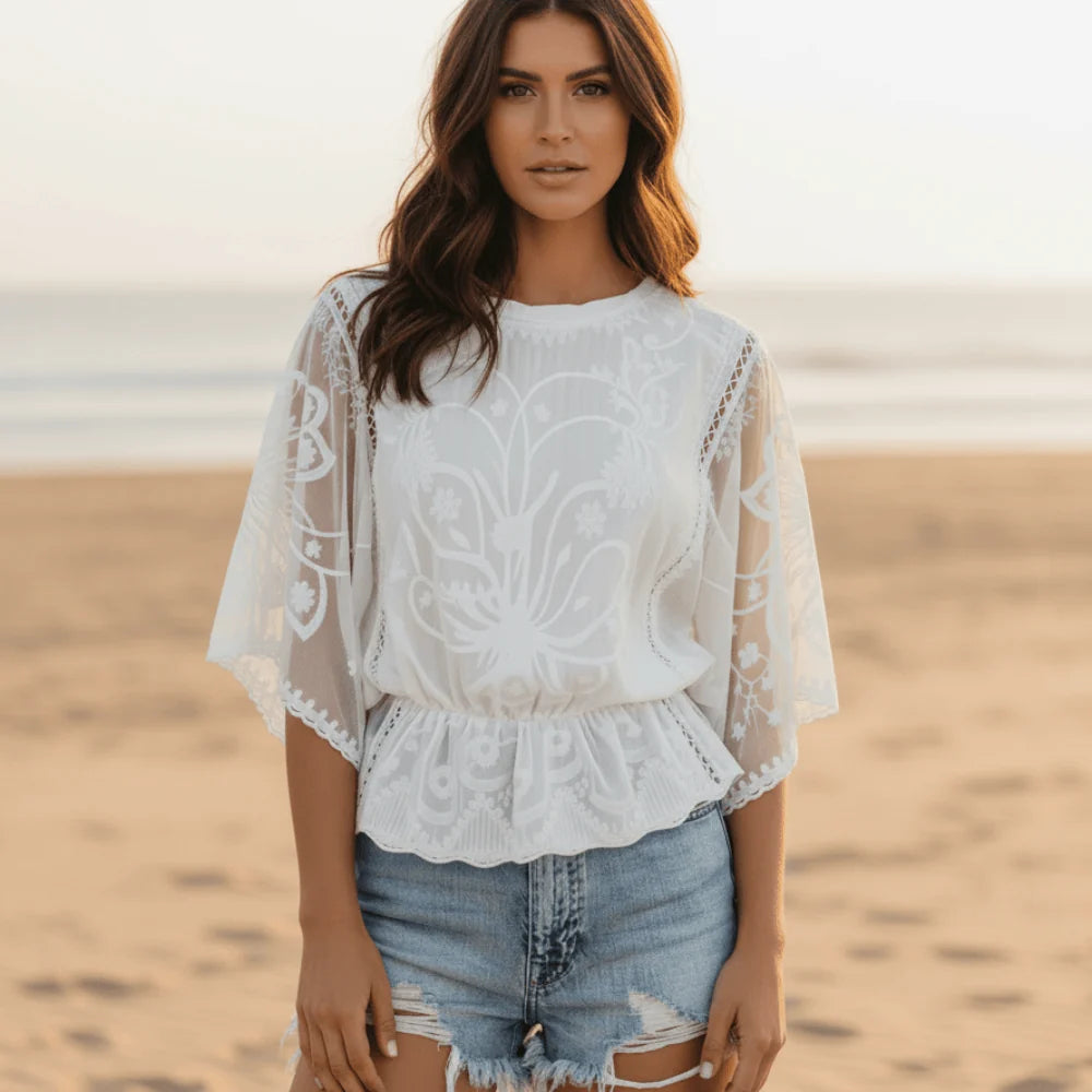 Boho Embroidered Lace Blouse