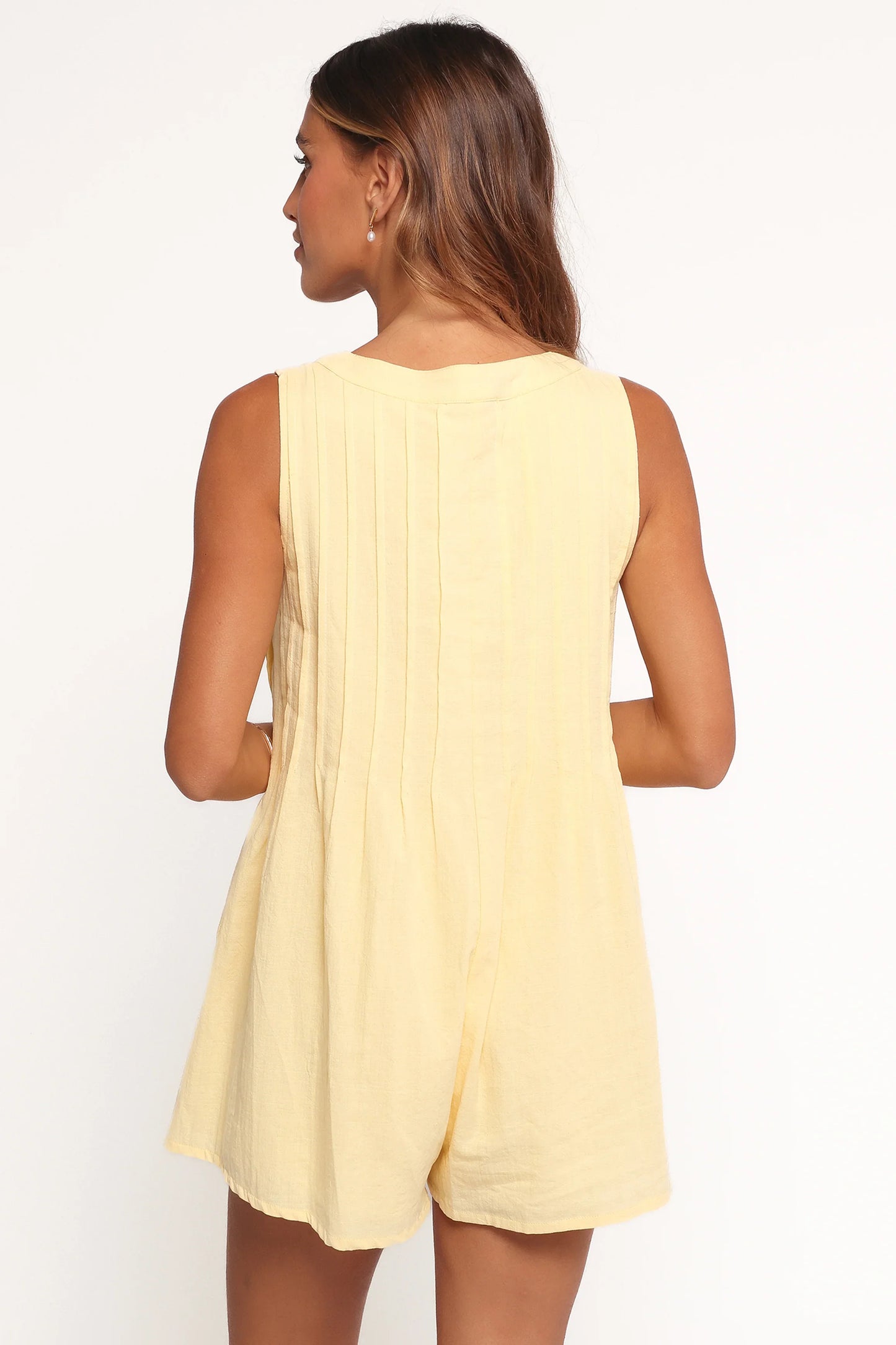 Kallie Tie Front Romper Butter Yellow