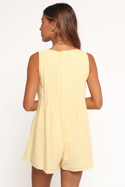 Kallie Tie Front Romper Butter Yellow