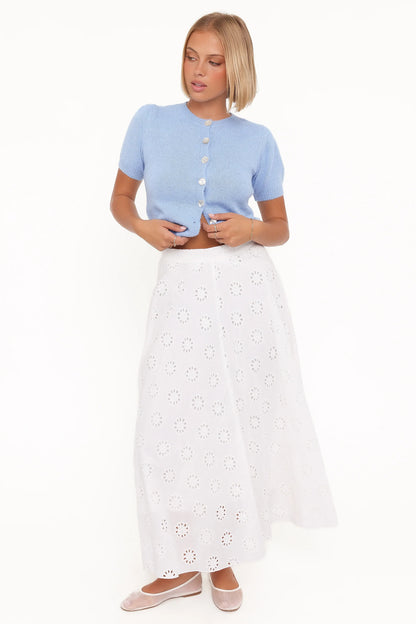 Zena Puff Sleeve Cardigan Cornflower Blue