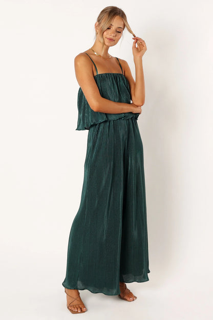 Jillian Plisse Jumpsuit Emerald