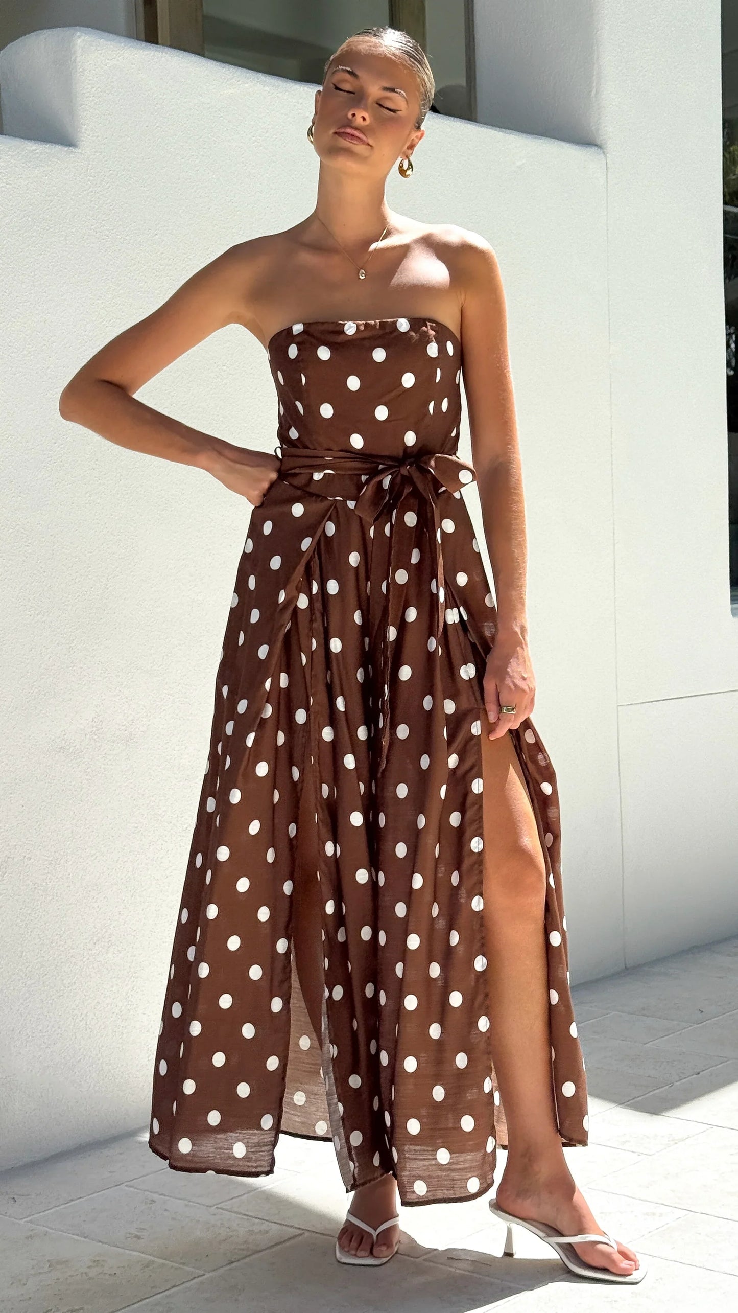 Astra Jumpsuit Chocolate Polka