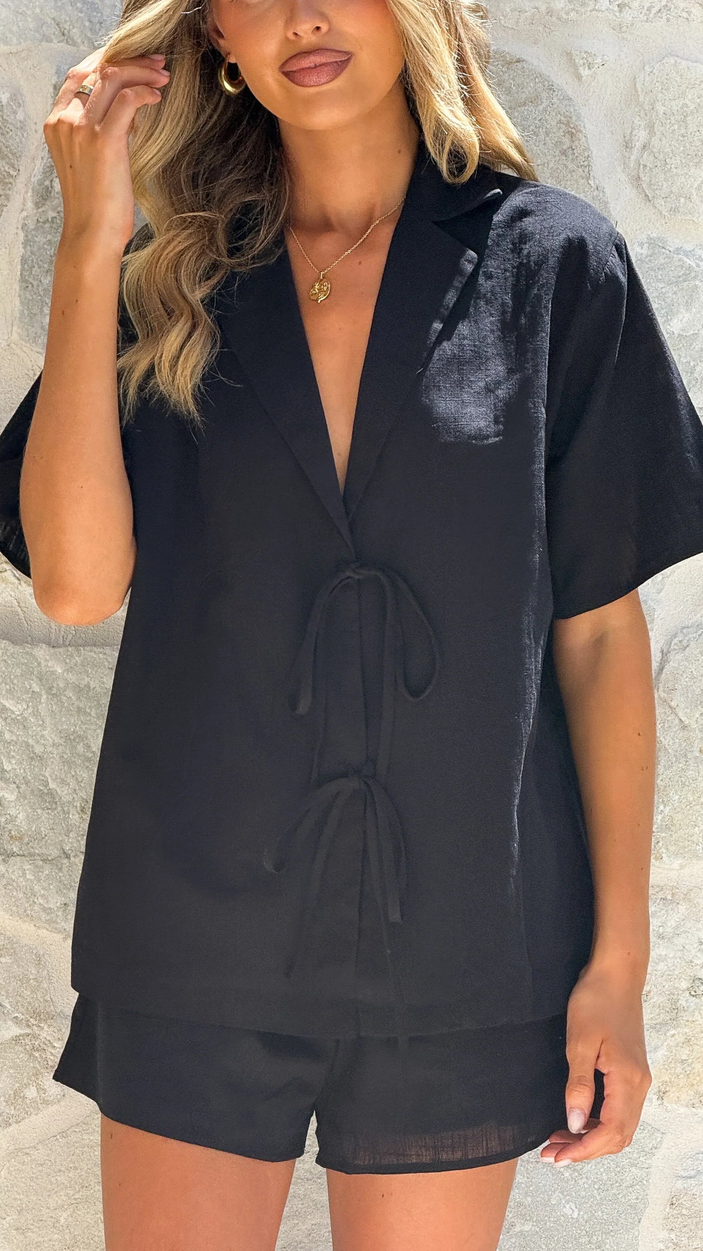 Vesper Top and Shorts Set Black
