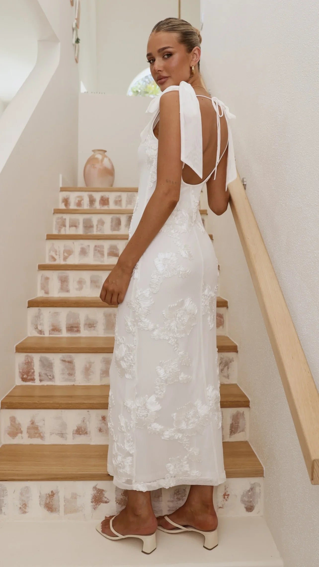 Usha Tie Strap Maxi Dress White