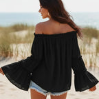 Off Shoulder Flare Sleeve Boho Top