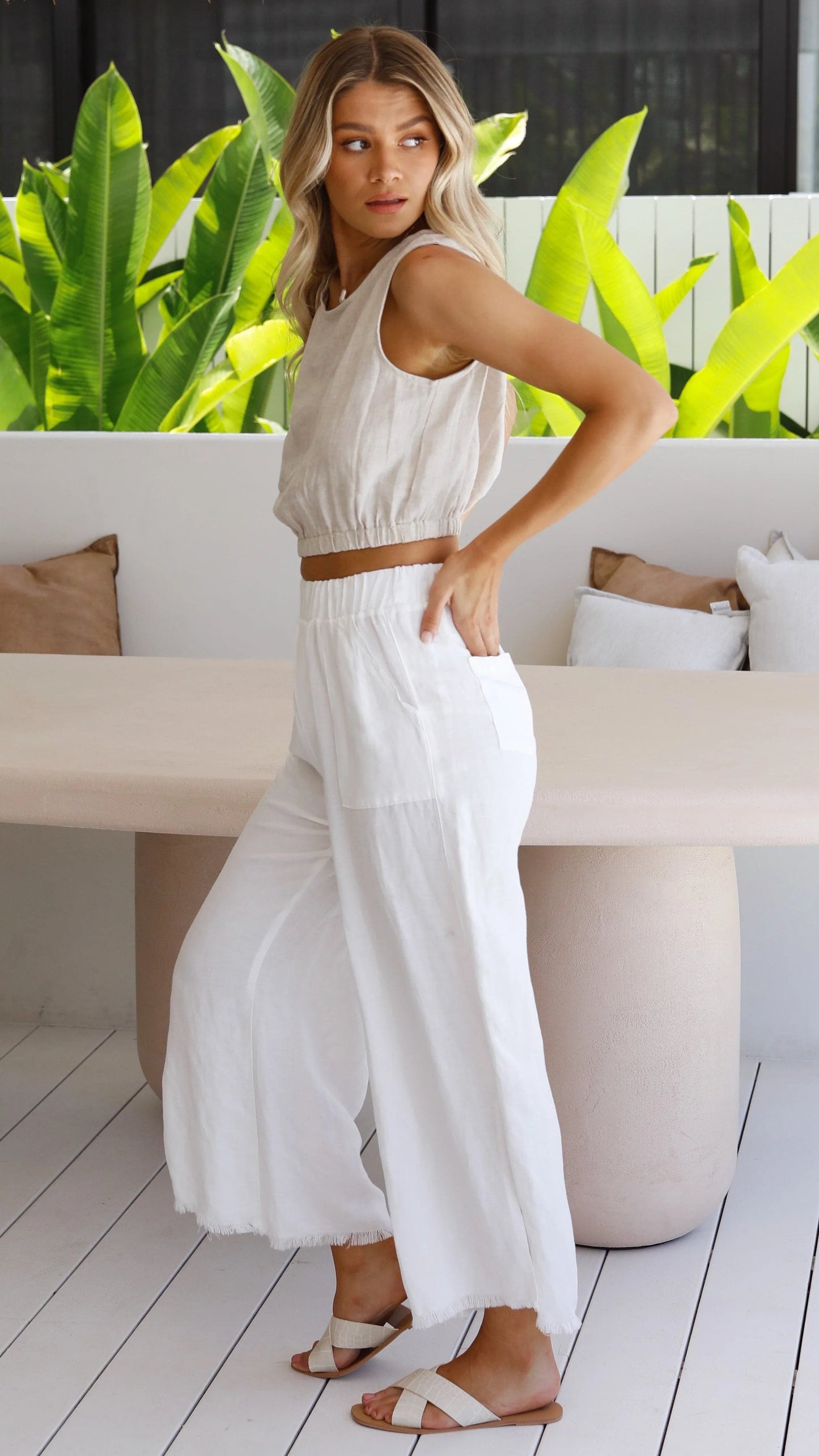 Aimee Linen Top Oat