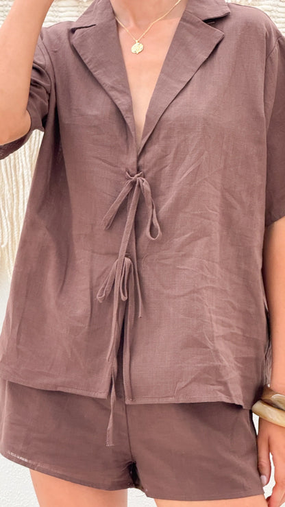 Vesper Top and Shorts Set Chocolate