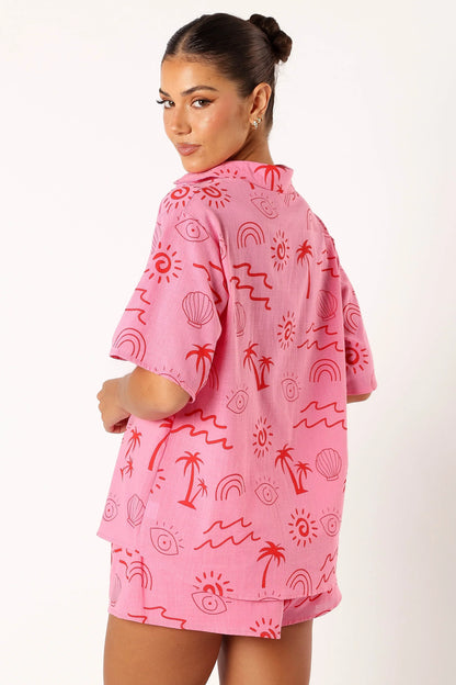 Tally Short Set Pink Red