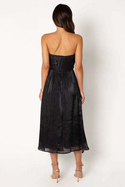 Mila Strapless Midi Dress Black