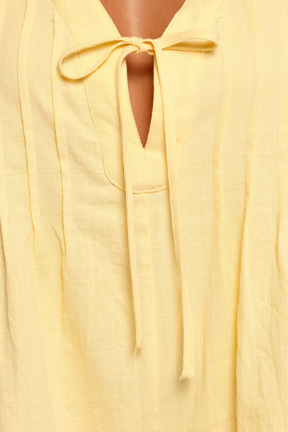 Kallie Tie Front Romper Butter Yellow