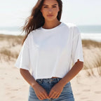 Boho Solid Color Crop T Shirt