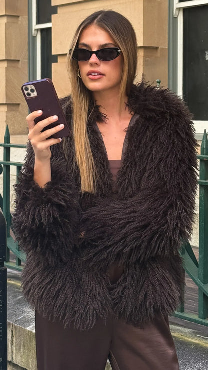 Chantelle Fur Jacket Chocolate