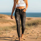 Distressed Ripped Moto Skinny Jeans