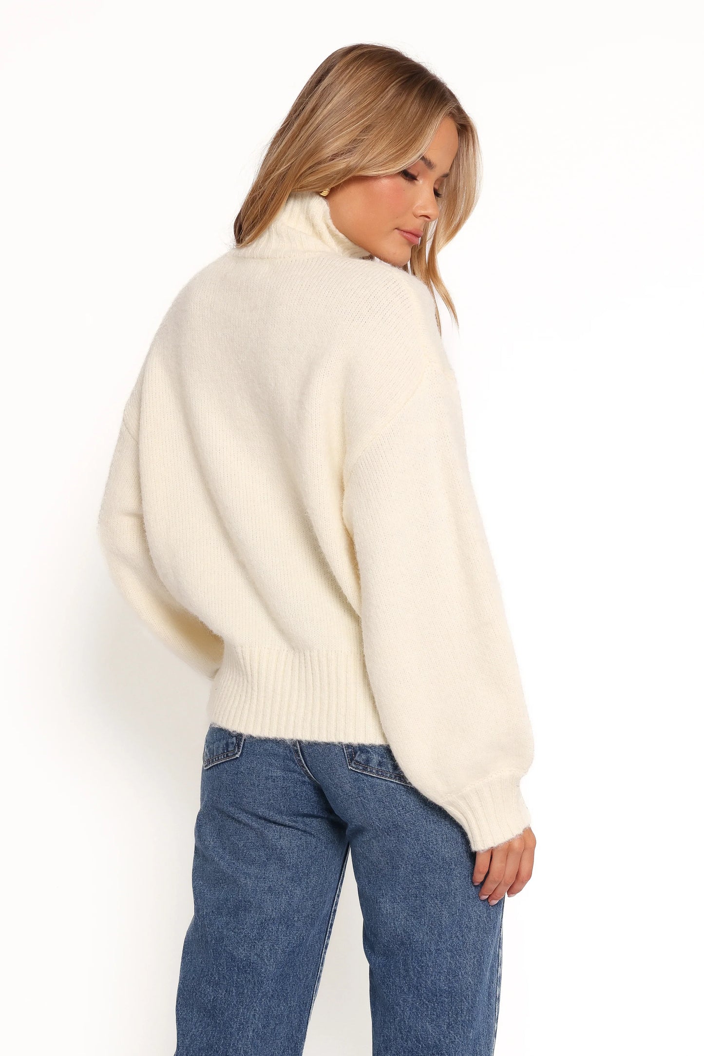 Kelso Flower Embroidery Knit Sweater Cream