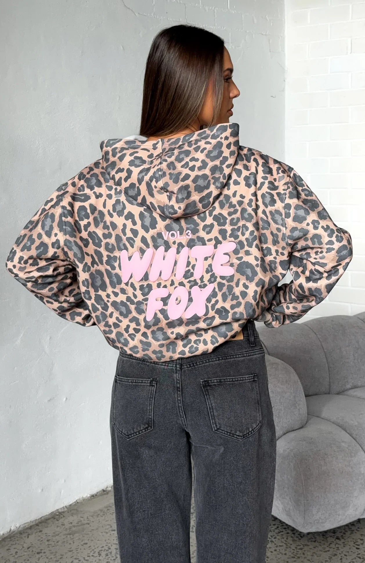 Offstage Printed Oversized Hoodie Dark Leopard