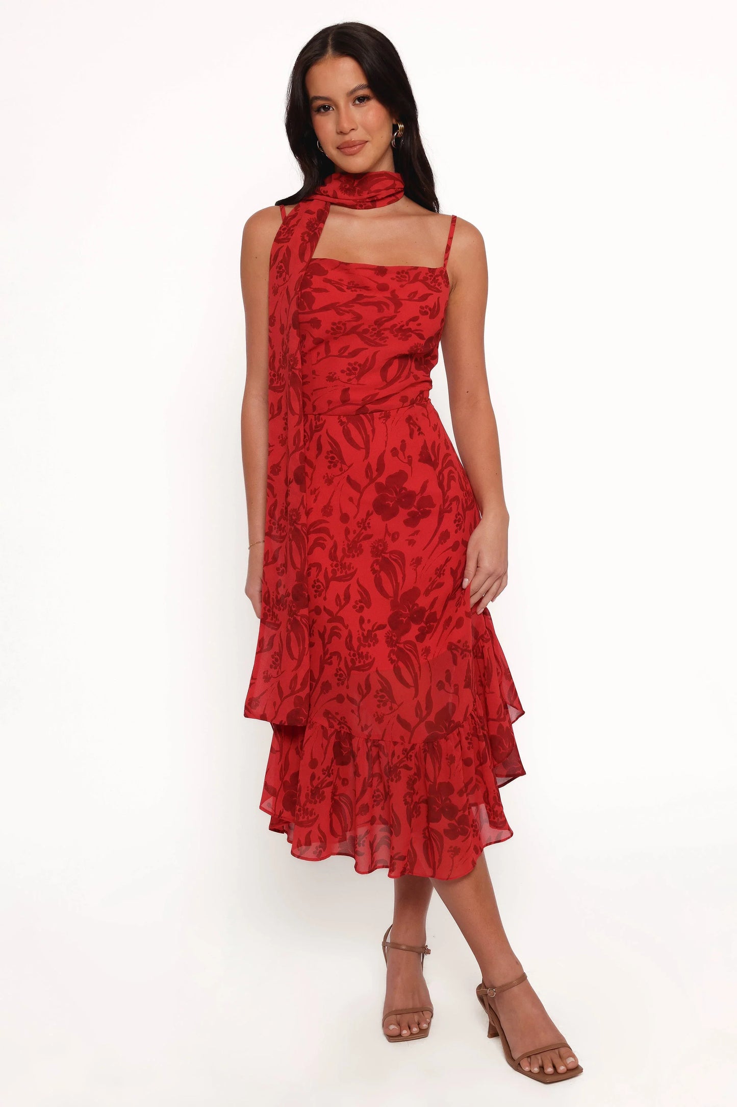 Francesca Midi Dress Red Floral