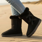 Boho Bow Mid Calf Winter Boots