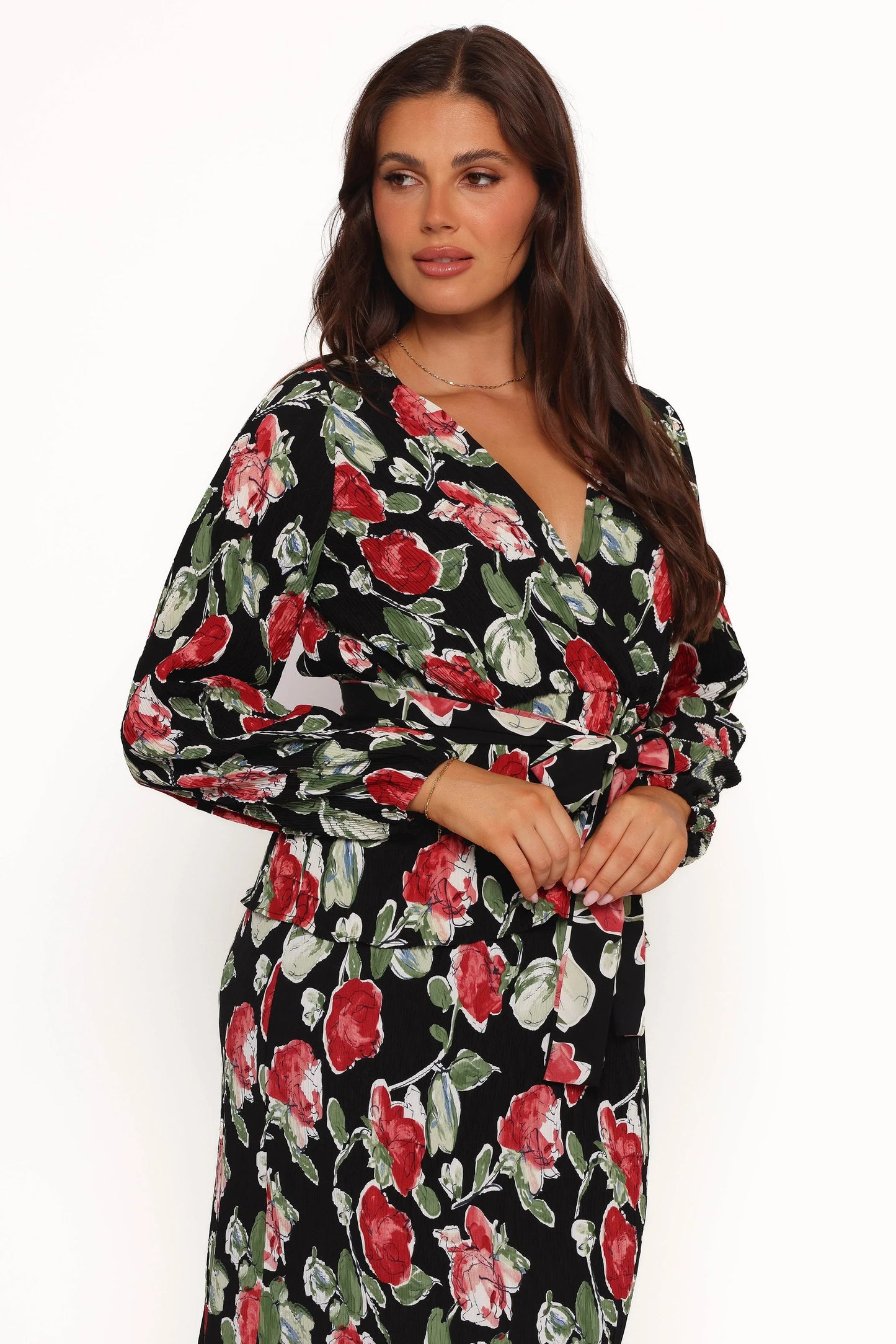 Minelli Pleat Top Black Rose