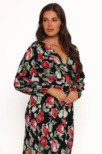 Minelli Pleat Top Black Rose