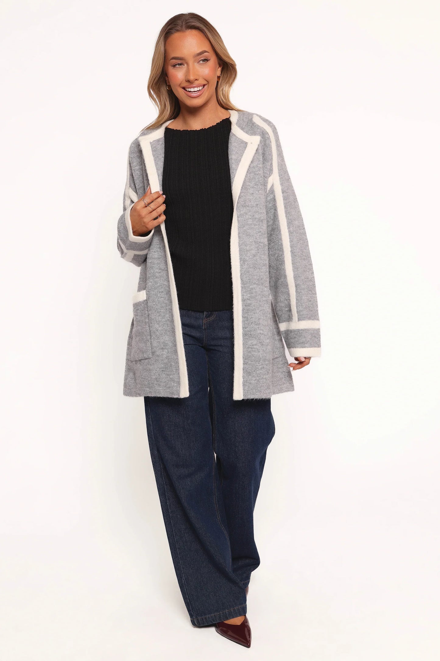 Maloney Tie Front Coatigan Grey